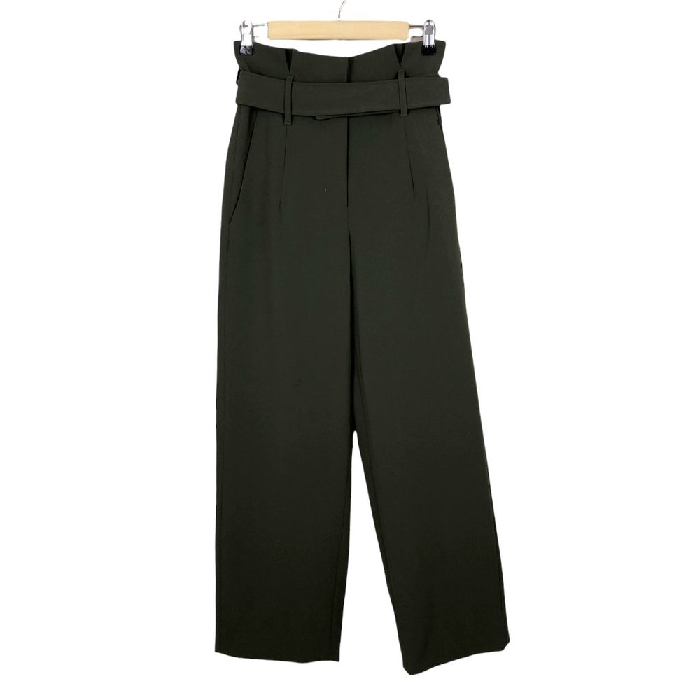 Babaton Women's Jermaine High Rise Wide Leg Pants Size 4 Belted Olive Green NWOT - Picture 1 of 12
